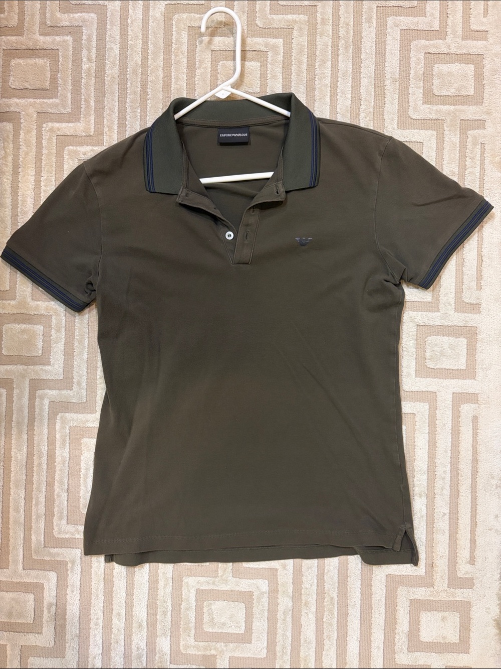 Emporio Armani Olive Polo with Navy Trim